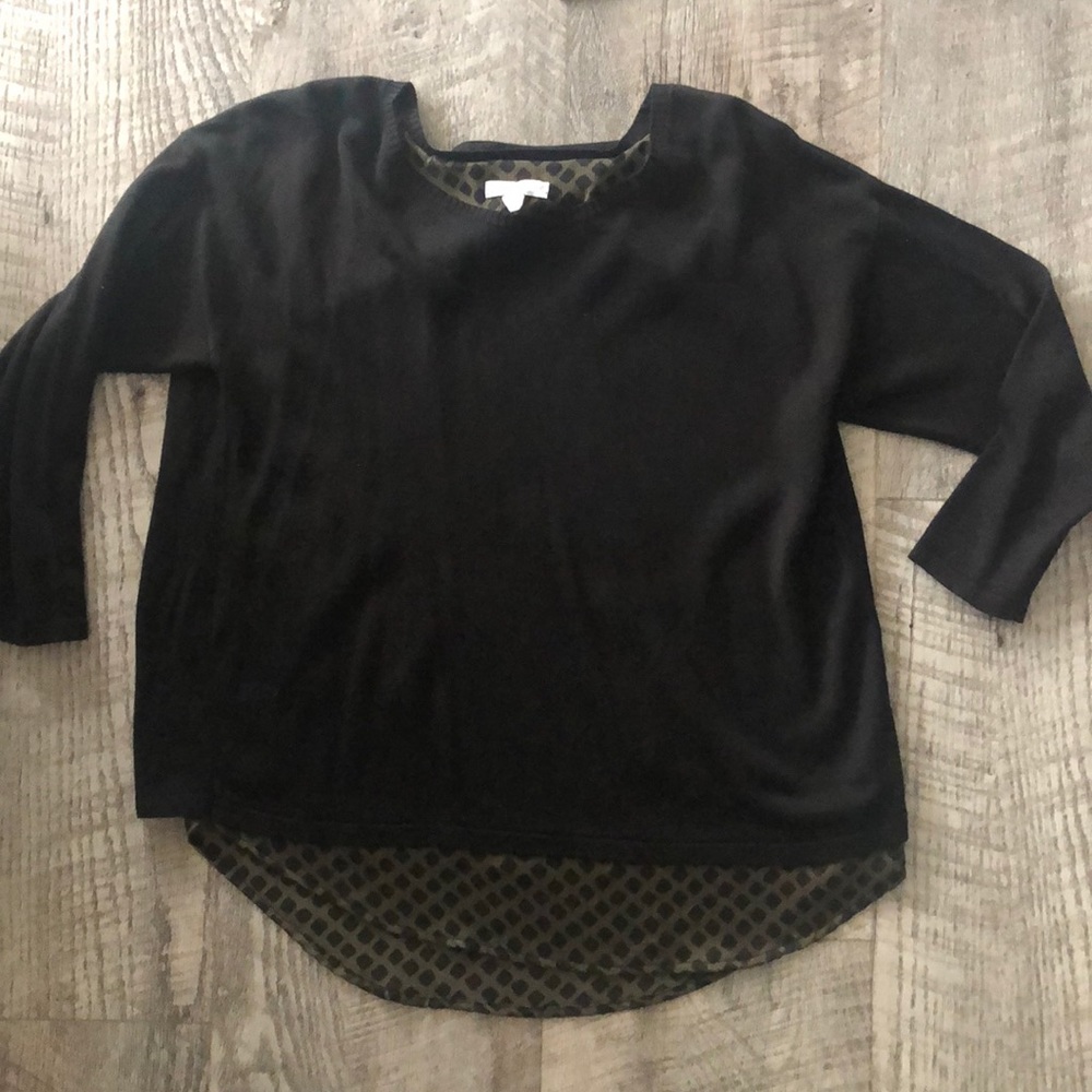 NY&CO Black Sweater with Cutout & Olive Insert